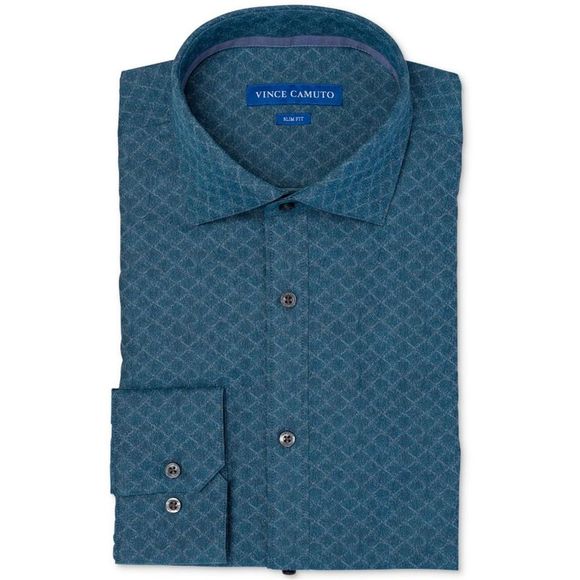 Vince Camuto Other - Vince Camuto Mens Jacquard Button Up Dress Shirt, Blue, NWT